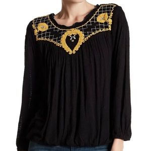 Free People Begonia Embroidered Blouse